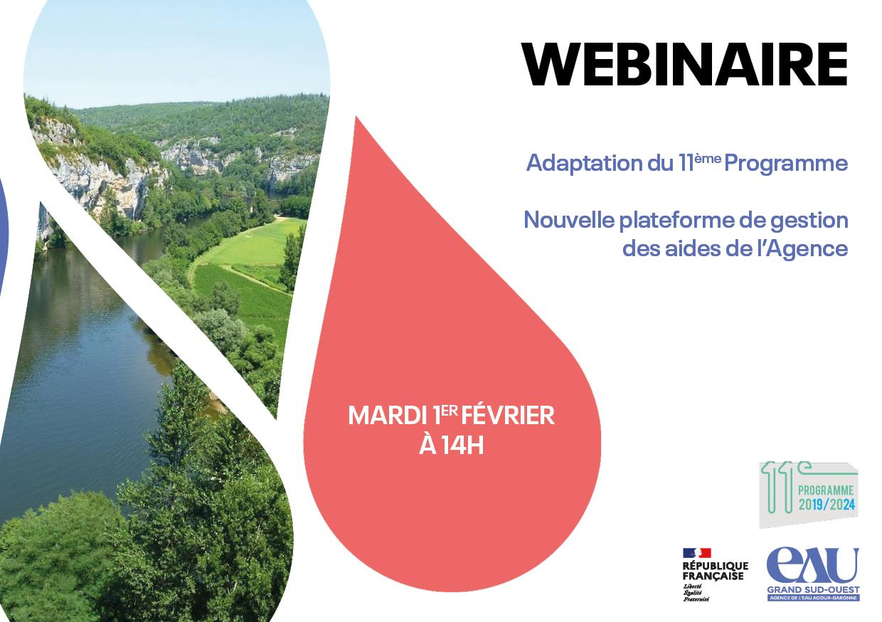 Visuel du webinaire de présentation du 11ème programme et de la nouvelle plateforme de gestion des aides - 1er février 2022